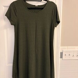 Old Navy Green and Black Striped Midi Dress